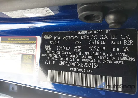 2019 Kia Rio S z USA, uszkodzony, nr VIN 3KPA24AB8KE207154